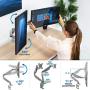 Mount-It! Dual Monitor Arm Mount Desk Stand | 2 x 3.0 USB Ports | Articulating Mechanical Spring Height Adjustable | Fits Two 24 27 29 30 32 Inch VESA 75 100 Compatible Screens | C-Clamp and Grommet