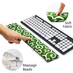 Keyboard Wrist Rest Pad, Washable Keyboard Mouse Wrist Support Pad Bean Bag for Carpal Tunnel, Office Workers, Massage Ergobeads & Cotton Fabric (Grass)