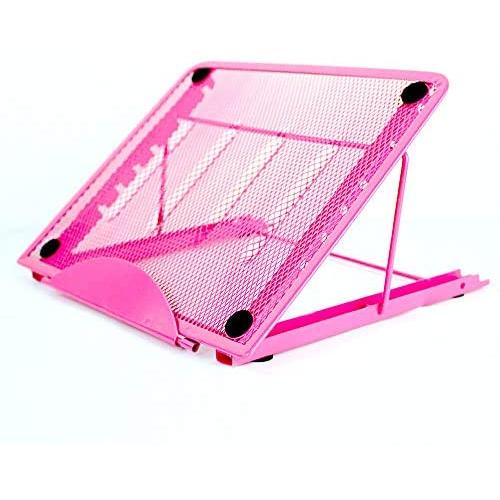 Baobeir Mesh Ventilated Adjustable Laptop Stand for Laptop/Notebook/iPad/Fire 7/Fire 8/Fire 10/Samsung Tab/Tablet and More (Pink)