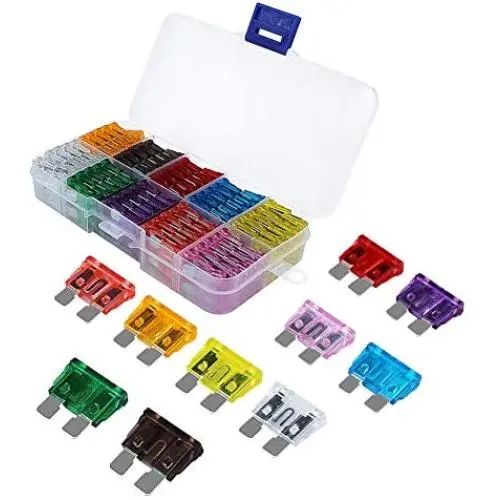 Cyleto 100pcs Standard Motorcycle Car Boat Fuses Set Assortment 5A 7.5A 10A 15A 20A 25A 30A 35A 40A 50A