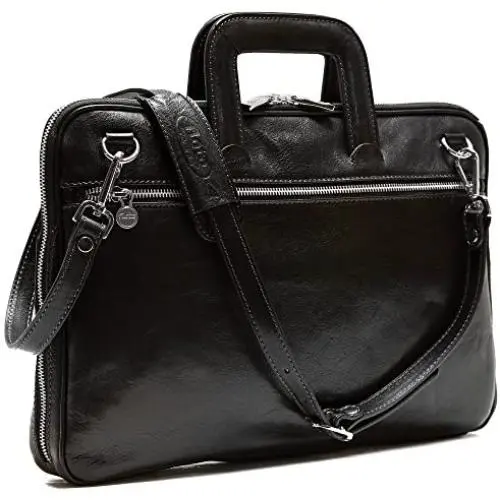 Floto Firenze Slim Leather Briefcase Attache Messenger Bag Small
