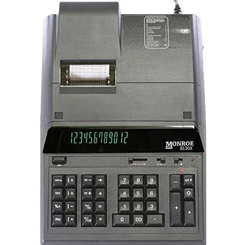 (1) Monroe 8130X 12-Digit Print/Display Professional Heavy-Duty Calculator in Black with Extended Life Calculator Body