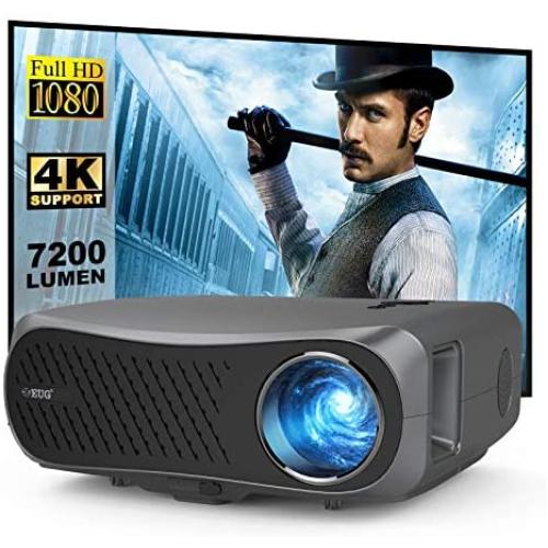 Full HD Native 1080P Projector 7200 Lumen LCD Home Theater Projector Support 4k Zoom Max 200'' Display, Compatible with TV Stick, HDMI, AV VGA, PS4, Smartphone for Outdoor Movies Home Theater Business