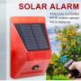 Solar Strobe Light with Remote Controller with Motion Detector Solar Alarm Light 129db Sound Security Siren Light IP65 Waterproof Protected for Your Home,Villa,Baren,Farm,Yard,2 Pack.