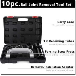 Heavy Duty Ball Joint Press & U Joint Removal Tool Kit with 4wd Adapters, for Most 2WD and 4WD Cars and Light Trucks (BK)