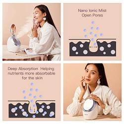 Facial Steamer Nano Ionic Warm Steam, Home SPA Quality Steamer 10x Moisturizing - Applicable Temp - Double Mirror for Easy Makeup & Skincare - Humidifier - Pores Clean - Blackheads Removal