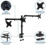 Mount-It! Triple Monitor Mount | 3 Computer Screen Desk Stand with Clamp and Grommet Base Fits Up to 24, 27, 32 Displays | Universal VESA Pattern 75x75 and 100x100