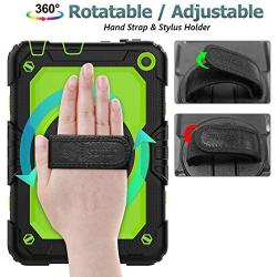 SEYMAC stock Case for FireHD 8/8Plus ( 10th Generation 2020 ), Full-Body Drop-Proof Case with [360 Degrees Rotating Stand] Hand Strap [Screen Protector] for FireHD 8/8 Plus 10th Gen (Green+Black)