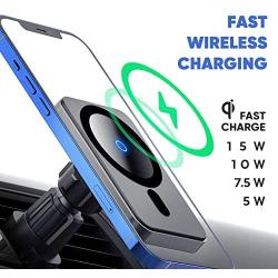 for Apple iPhone 12 Magnetic Magsafe Wireless Car Charger Mount, 15W QI Fast Charging Air Vent Car Holder Compatible with iPhone 12/12 Pro/12 Pro Max/12 Mini, Phone Auto Clamping Car Mount Charger