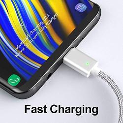 NetDot Gen7 3in1 Nylon Magnetic Fast Charging Cable Compatible with Micro USB & USB-C Smartphones and Products (5ft /3 Pack Silver)