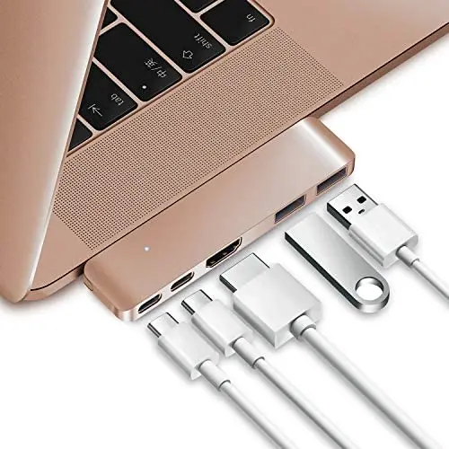 Purgo Mini USB C Hub Adapter Dongle for MacBook Air M1 2020-2018 and MacBook Pro M1 2020-2016, with 4K HDMI, 100W PD, 40Gbps TB3 5K@60Hz, USB-C and 2 USB 3.0 (Gold)