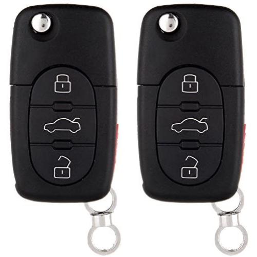 ECCPP 2X Keyless Remote Shell CASE Uncut Keyless Replacement fit for 97 98 99 00 01 02 03 04 05 Audi A4 Quattro A6 A8 Quattro All Road Quattro 4D0837231E 4D0837231P