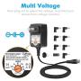 Outtag 15W Universal AC Adapter 3V 4.5V 5V 6V 7.5V 9V 12V Multi Voltage Switching Power Supply Replacement w/Multi-Tips for 3-12V Household Electronics Routers CCTV IP Cameras Smartphone Speakers