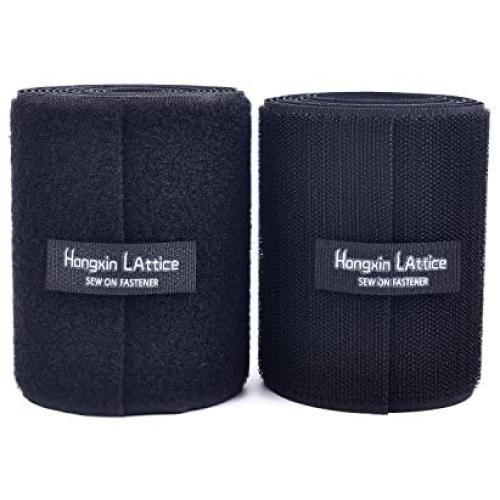 10CM Wide(Approx 4'') 2 Meter Long Sew On Self Adhestive Hook and Loop Strips Set with Non-Adhesive Back Nylon Fabric Fastener Black