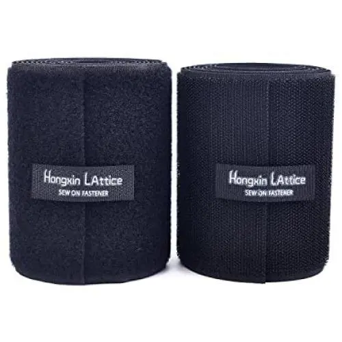 10CM Wide(Approx 4'') 2 Meter Long Sew On Self Adhestive Hook and Loop Strips Set with Non-Adhesive Back Nylon Fabric Fastener Black
