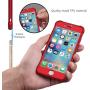 ORETECH Designed for iPhone SE 2020 Case with[2 x Tempered Glass Screen Protector] 360° Full Body Protection Cover Hard PC Soft Rubber Silicone for iPhone SE 2nd Generation (2020)-4.7- Red