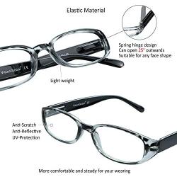 4 Pairs Reading Glasses with Spring Hinge, Blue Light Blocking Glasses for Women/Men (Black,+3.00 Magnification)