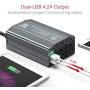 BESTEK 300W Power Inverter DC 12V to 110V AC Car Inverter with 4.2A Dual USB Car Adapter (Gray)