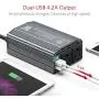 BESTEK 300W Power Inverter DC 12V to 110V AC Car Inverter with 4.2A Dual USB Car Adapter (Gray)