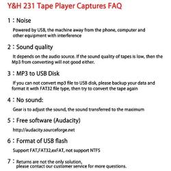 Y&H Cassette Tape Player Record Tape to MP3 Digital Converter,USB Cassette Capture,Save to USB Flash Drive Directly,No Need Computer
