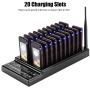 20 Channels Wireless Calling System Restaurant Guest Paging System Restaurant Call Coaster Pagers/Guest Waiting Pager/Wireless Paging System with Charging Dock and Transmitter