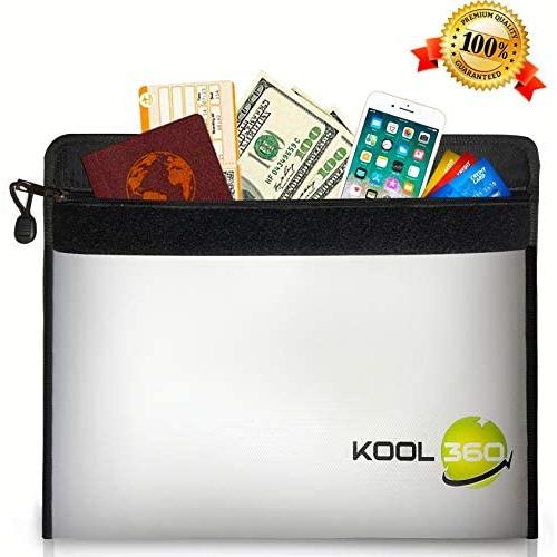 2192°F Fireproof Document Bag | 15” x 11“ Fireproof Money Bag| 3-Layer Fireproof Safe Storage Water Resistant Envelope with Zipper| Fireproof Box Pouch for Passport Important Paper Cash Lipo Battery