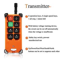 NEWTRY 8 Buttons Wireless Crane Remote Control 12V 2 Transmitters Industrial Channel Electric Lift Hoist Radio Switch Receiver (F21E1B Transmitter + DC 12V Receiver)