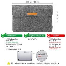 Inateck 12.3-13 Inch Laptop Sleeve Case Compatible with 2020 MacBook Air, MacBook Pro 13 2020/2019/2018/2017/2016(A2251 A2289 A2159 A1989 A1706 A1708)/Microsoft Surface Pro X/7/6/5/4/3 - Dark Gray