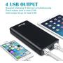 BONAI Portable Charger 30000mAh, (Huge Capacity)(Flashlight)(Outdoor) 5.6A Output External Battery Pack, 4A Input High-Speed Charging Technology, Power Bank Compatible with iPhone iPad Samsung-Black