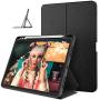 DTTO Case for iPad Air 4 2020, iPad 10.9 Case, Double-fold Folio Stand Shockproof TPU Back Cover with Built-in Apple Pencil Holder - Auto Wake/Sleep and Multiple Viewing Angles, Dark Black