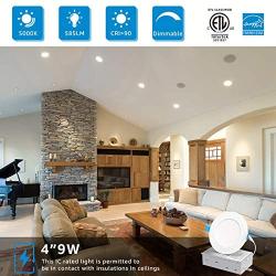 HYPERLITE 12 Pack 4Inch Ultra-Thin Downlight with Junction Box 9W Aluminum Canless LED Recessed Lighting IC Rated, 585Lm, Dimmable, 5000K Daylight, CRI>90, Recessed Slim LED Panel Lights - ETL&ES