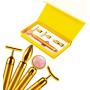 4-IN-1 Beauty Bar 24k Golden Pulse Face Massager, Electric Jade Roller Facial Massager Rose Quartz, Beauty Natural Round Pink Jade, T Shape Energy Facial Roller and T shape face slimming bar, 3D Eye R