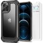 SUPBEC Compatible for iPhone 12 Pro Max Case and [ Screen Protector Tempered Glass x2Pcs] Protective Phone Cover [HeavyDuty Series] Shockproof Silicone for iPhone 12Pro Max Phone Case-Clear Black-6.7''