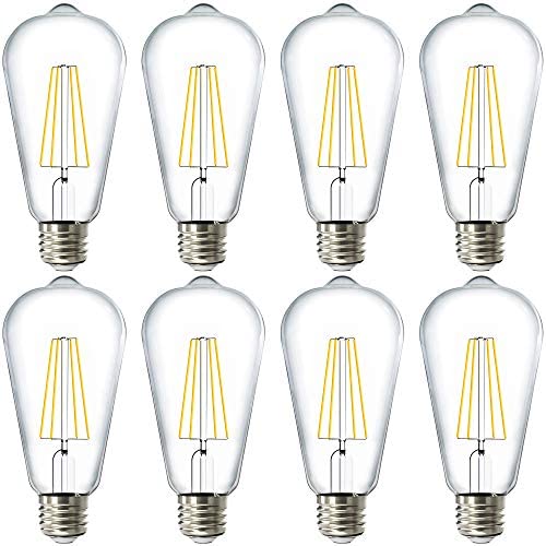 Sunco Lighting 8 Pack ST64 LED Bulb, Dimmable, Waterproof, 8.5W=60W, 2700K Soft White, Vintage Edison Filament Bulb, 800 LM, E26 Base, Restaurant or String Lights - UL
