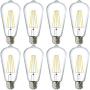 Sunco Lighting 8 Pack ST64 LED Bulb, Dimmable, Waterproof, 8.5W=60W, 2700K Soft White, Vintage Edison Filament Bulb, 800 LM, E26 Base, Restaurant or String Lights - UL