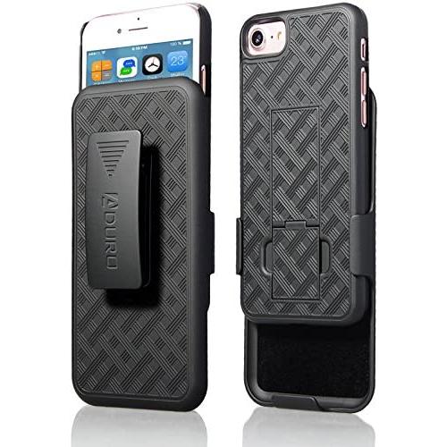 Aduro iPhone SE2/8/7/6/6s Holster Case, Combo Shell & Holster Case - Super Slim Shell Case with Built-in Kickstand, Swivel Belt Clip Holster for Apple iPhone SE 2nd Gen (2020) 8, 7, 6, 6s