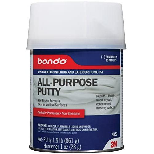 Bondo All-Purpose Putty, Designed for Interior and Exterior Home Use, Paintable, Permanent, Non-Shrinking, 1.9 lb., 1-Quart