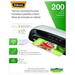 Fellowes Thermal Laminating Pouches, Letter Size Sheets, 5mil, 200pk