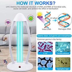 UV Light Sanitizer, UVC Disinfection Lamp, Remote Control Germicidal Lamp Steriliser Light Ultraviolet Ozone Sterilization for Home Kills 99% of Germs Viruses,38W