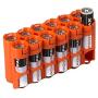 Storacell 12AAORG by Powerpax AA Battery Caddy, Orange, Holds 12 Batteries