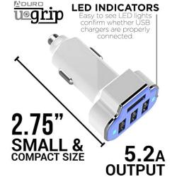 Aduro 4 Port Car Charger USB Adapter, 12V Fast Car Charger USB Adapter Power Station 5.2A/26W Output (Blue)