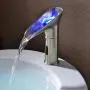 Gangang Led Automatic Touchless Sensor Waterfall Bathroom Sink Hot and Cold Faucet with Temerature Adjust Valve(waterfull A)