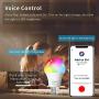 Smart WiFi Alexa Light Bulb, Peteme Led RGB Color Changing Bulbs, Compatible with Alexa, Siri, Echo, Google Home (No Hub Required), E26 A19 60W Multicolor (4 Pack)