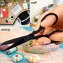 BIHRTC Small Embroidery Scissors 5 Inch Black Scissors Stainless Steel Handled Professional Dressmaking Sewing Scissors Shears for Fabric Needlework Art Work Offic Craft Scissors