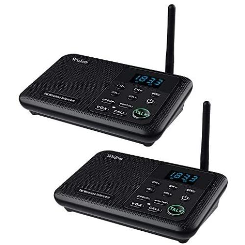 Wuloo Intercoms Wireless for Home 1 Mile Range 22 Channel 100 Digital Code Display Screen, Wireless Intercom System for Home House Business Office, Room to Room Intercom Communication (2 Pack, Black)