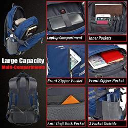 Backpack For School Bookbag College Student Business Travel with USB Charging Port Fit Laptop Up to 15.6 Inch Anti Theft Luggage Straps (Blue)