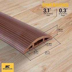Simple Cord Brown Floor Cord Cover - 4 Ft Duct Cord Protector Covers Cables, Cords, or Wires - 3 Channel On Floor Raceway for Sidewalks or Walkways, in The Home or Office Doorways (4 Ft Brown)