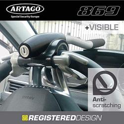 Artago 869 Premium Steering Wheel Lock, Reinforced, Car SUV Universal, Silver