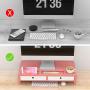 Monitor Stand Riser Desk Organizer - with Drawers Keyboard Storage Pink 22x10.6x4.7 inch