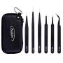 Mudder 6 Pieces Nail Art Tweezers Anti-static ESD Tweezers Kit Stainless Steel with Storage Bag for Eyelash Extension, Jewelry-making and Electronics